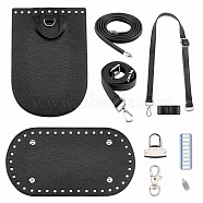 DIY PU Leather Knitting Crochet Bags, with Bottom and Shoulder Strap, for DIY Craft Shoulder Bags Accessories, Black, 260x180x3~15mm, Hole: 6mm(DIY-WH0171-10A)