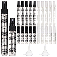 Empty Portable Glass Spray Bottles, Refillable Bottle, with Mini Transparent Plastic Funnel Hopper, Mixed Color, 22pcs/box(MRMJ-BC0002-29)