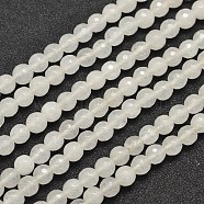 Natural Malaysia Jade Bead Strands, Imitation White Jade, Round, Dyed, Faceted, White, 8mm, Hole: 1.0mm, about 46pcs/strand, 14.5 inch(G-A147-8mm-A04)