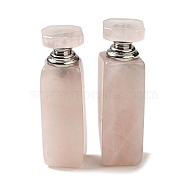 Natural Rose Quartz Dropper Perfume Bottle with Stainless Steel Color Tone 304 Stainless Steel Findings, SPA Aromatherapy Essemtial Oil Empty Bottle, 2.35~2.4x2.4~2.45x8.1~8.4cm(DJEW-H010-01P-02)