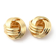 Brass European Beads, Large Hole Beads, Knot, Real 18K Gold Plated, 12.5x7.5mm, Hole: 5mm(KK-P234-42G)
