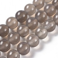 Natural Grey Agate Bead Strands, Grade A, Round, 8mm, Hole: 1mm, about 48pcs/strand, 15.7 inch(X-G-R193-12-8mm)