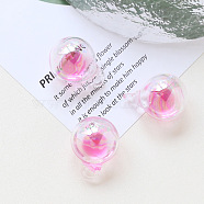 Glass Pendant, Round Ball Charms, Hot Pink, 28x20mm(INS-PW0001-13B)