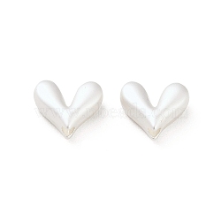 Matte Alloy Beads, Bicone Heart, Matte Silver Color, 10x8.5x4.5mm, Hole: 1.6mm(PALLOY-R145-12MS)