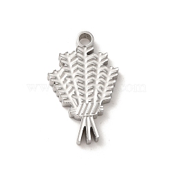 304 Stainless Steel Pendants, Ear of Wheat Charm, Stainless Steel Color, 15.5x9.5x1.5mm, Hole: 1.5mm(STAS-L022-279P)