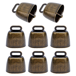 Retro Iron Bell Pendants, Rectangle, Antique Bronze, 43x35x24mm, Hole: 4x14mm(IFIN-NB0001-28)