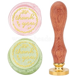 Brass Wax Seal Stamp with Rosewood Handle, for DIY Scrapbooking, Word Thank You, Thanksgiving Day Themed Pattern, 25mm(AJEW-WH0412-0031)