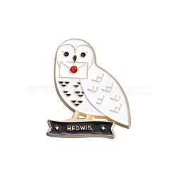 Cute Owl Enamel Pins, Alloy Brooches for Backpack Clothes, White, 30.5x24.6mm(PW-WGEE008-01)