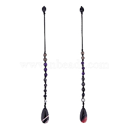 2Pcs Gemstone & Glass Dowsing Pendulums, 320mm(PALLOY-FI00004)