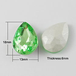 Glass Pointed Back Rhinestone, Back Plated, Faceted, Teardrop, Lime, 18x13x6mm(RGLA-Q002-4)
