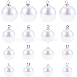 Resin Imitation Pearl Pendants, with Platinum Plated Alloy Findings, Round, White, 74x73x25mm, about 80pcs/box(RESI-PH0001-09)