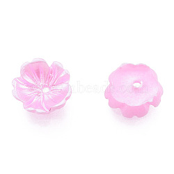 Resin Imitation Pearl Bead Caps, 5-Petal, Flower, Pearl Pink, 7.5x8x2.5mm, Hole: 1mm(RESI-N036-02A-03)