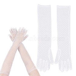 Dot Pattern Lace Gloves, for Wedding Bride Supplies, WhiteSmoke, 540x130x0.5mm(AJEW-WH0314-442)