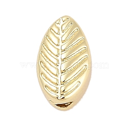 Brass Beads, Long-Lasting Beads, Lead Free & Cadmium Free, Leaf, Real 18K Gold Plated, 7.5x4.5x3.5mm, Hole: 1.2mm(KK-Q028-18G)