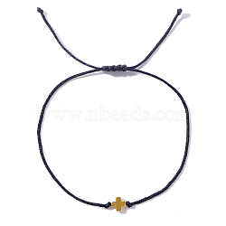 Simple Black Braided Bracelets, Cross Hematite Bracelet Unisex Casual Style, Black, 11 inch(28cm)(TM1431)