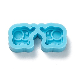 DIY Pendant Silicone Molds, for Earring Makings, Resin Casting Molds, For UV Resin, Epoxy Resin Jewelry Making, Elephant, Deep Sky Blue, 14.5x30.5x6mm, Inner Diameter: 10.5x12mm(DIY-G042-29)