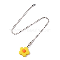 Flower Resin Ceiling Fan Pull Chain Extenders, with Iron Ball Chains, Platinum, 340mm(FIND-JF00124)