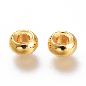 Brass Spacer Beads, Long-Lasting Plated, Disc, Golden, 3.7x2mm, Hole: 1.7mm
