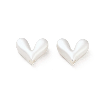 Matte Alloy Beads, Bicone Heart, Matte Silver Color, 10x8.5x4.5mm, Hole: 1.6mm
