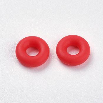 Silicone Beads, DIY Bracelet Making, Donut, Red, 5x2mm, Hole: 1mm