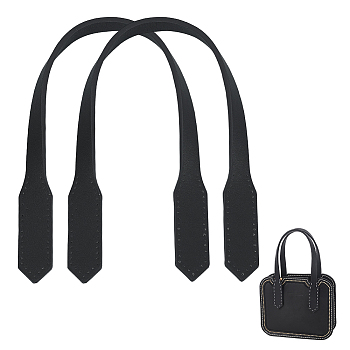 PU Imitation Leather Sew on Bag Straps, DIY Purse Making Supplies, Black, 46x1.55~2.55x0.4cm, Hole: 1.2mm