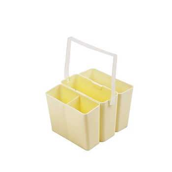 Plastic Detachable Wash Pen Barrel, Painting Brush Washing Bucket, Art Supplies for Drawing Home School, Rectangle, Yellow, 14x12.8x9.5cm