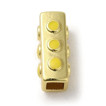 Brass Enamel Tube Beads, Real 18K Gold Plated, Cuboid, 16x7x7mm, Hole: 3.5x3.5mm