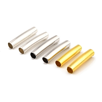 Brass Tube Beads, Curved Tube, Mixed Color, 25x5mm, Hole: 4.5mm