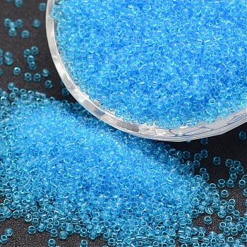 12/0 Glass Seed Beads, Grade A, Round, Transparent Colours, Deep Sky Blue, 1.8~2.0mm, Hole: 0.8mm, about 28000pcs/pound