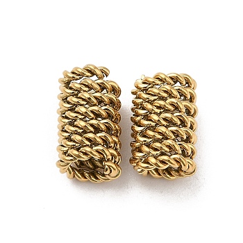 304 Stainless Steel Beads, Twisted Wrapped Beads, Tube, Real 18K Gold Plated, 8.5x5.5mm, Hole: 3.5mm