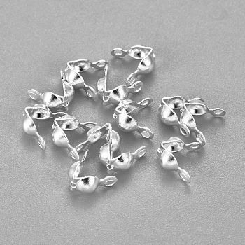 304 Stainless Steel Bead Tips, Calotte Ends, Clamshell Knot Cover, Silver, 7.5x4x3.5mm, Hole: 1.2mm, Inner Diameter: 3.5mm
