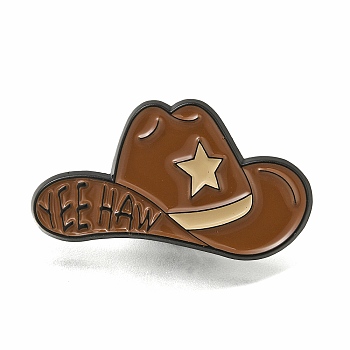 Cowboy Safety Enamel Pins, Black Alloy Badge for Suit Shirt Collar, Men/Women, Hat, 17x31x1.5mm