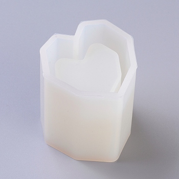 DIY Brush Pot Silicone Molds, Resin Casting Molds, For UV Resin, Epoxy Resin Jewelry Making, Heart, White, 62.5x55x49mm