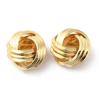 Brass European Beads, Large Hole Beads, Knot, Real 18K Gold Plated, 12.5x7.5mm, Hole: 5mm