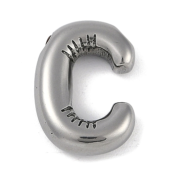 Anti-Tarnish 304 Stainless Steel Pendants, Letter C, 18x13x4.5mm, Hole: 2.5mm