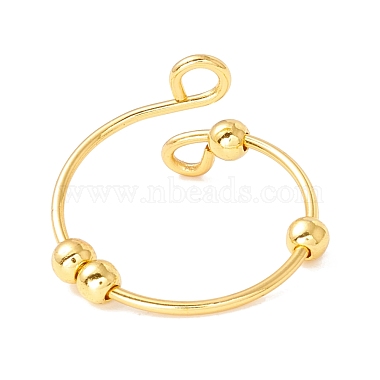 304 Stainless Steel Rotating Beaded Open Cuff Ring(STAS-E047-01G)-2