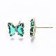 Boucles d'oreilles papillon en zircone cubique avec verre(KK-S365-003E)-3