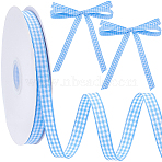 50 Yards Tartan Pattern Polyester Ribbon, for Wedding Invitations, Bouquets, Gift Wrapping, Blue, 3/8 inch(10mm), about 50.00 Yards(45.72m)/Roll(OCOR-CY0003-72C)