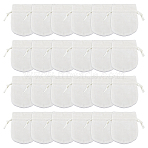 24Pcs Velvet Storage Bags, Drawstring Pouches Packaging Bag, Oval, Floral White, 9x7cm(ABAG-FI0001-01B)