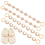 Sun & Moon with Star Shoe Decoration Chain, Alloy Rhinestone Link Shoe Chain,  with Iron Book Binder Hinged Rings, Light Gold, 195~220mm, 2 style, 2pcs/style, 4pcs/set(FIND-AB00020-02)