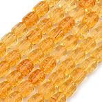 Transparent Glass Beads Strands, Faceted Barrel, Orange, 9x7.5x8mm, Hole: 1.2mm, about 40pcs/strand, 14.37''(36.5cm)(GL-A001-01A-01)