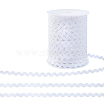 Polyester Wave Ribbon, Lace Trim, Clothes Accessories, White, 1/4 inch(5~8mm), about 109.36 Yards(100m)/Roll(OCOR-WH0078-536C)