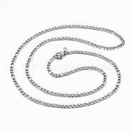 304 Stainless Steel Figaro Chain Necklaces, with Lobster Claw Clasps, Stainless Steel Color, 23.43 inch(59.5cm)(NJEW-H445-01P)