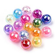 Transparent Acrylic Beads, AB Colors Plated, Round, Mixed Color, 6mm, Hole: 1.8mm, about 4800pcs/500g(MACR-T046-01C)