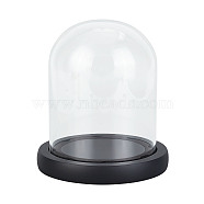 High Borosilicate Glass Dome Cloche, with Plastic Base, Bell Jars, for Preserved Flower, Plants, Succulents, Fairy Lights, Black & Clear, Finished: 112x126mm(DJEW-WH0018-23)