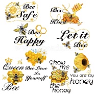 16 Sheets 8 Styles PVC Waterproof Wall Stickers, Self-Adhesive Decals, for Window or Stairway Home Decoration, Bees, 200x145mm, 2 sheet/style(DIY-WH0345-157)