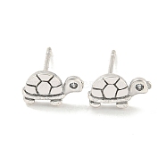 Rack Plated Tortoise Brass Cubic Zirconia Studs Earrings for Women, Lead Free & Cadmium Free, Long-Lasting Plated, Matte Silver Color, 5x9mm(EJEW-Z048-02P)