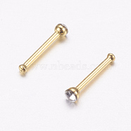 316L Surgical Stainless Steel Nose Studs Nose Piercing Jewelry, Nose Bone Rings, with Rhinestone, Golden, Crystal, 2X1.5mm, Pin: 18 Gauge(1mm), 24pcs/box(X1-AJEW-P063-03-2mm)
