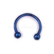 303 Stainless Steel Circular/Horseshoe Barbell Nose Rings, Nose Piercing Jewelry for Women, Blue, Inner Diameter: 6mm, Pin: 1.2mm, 17 Gauge(WG86D19-26)