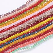 Glass Beads Strands, Faceted, Rondelle, Mixed Style, Mixed Color, 3x2mm, Hole: 0.8mm, about 185~190pcs/strand, 15.5~16 inch(39.3~40.6cm)(GLAA-F078)